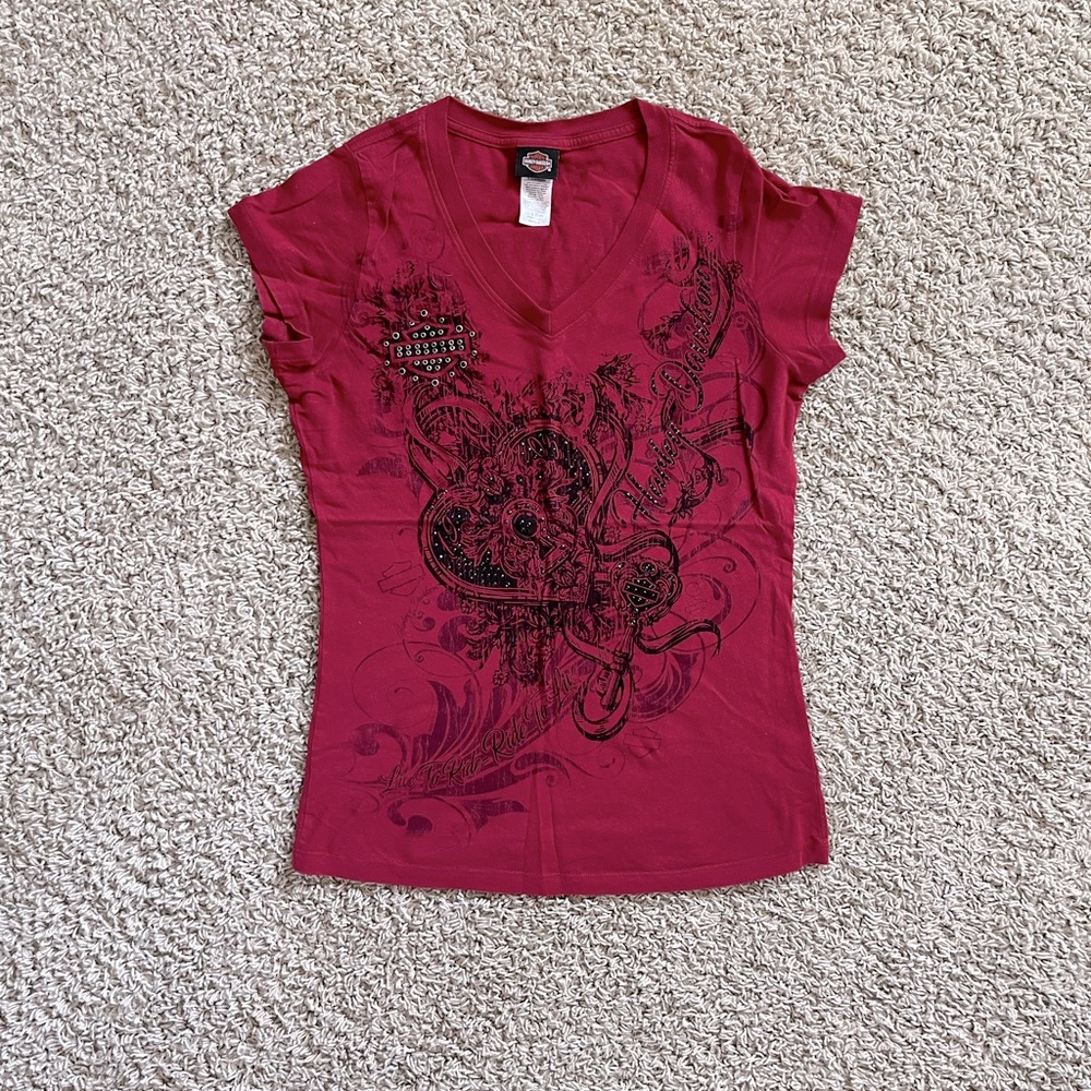 Women’s Harley Davidson embellished v neck